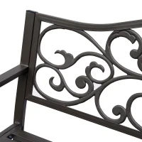 Outsunny 50" Vintage Floral Garden Cast Iron Patio Bench(m-7)