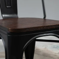 HOMCOM 3 Piece Industrial Style Dining Table Set, Small Kitchen Table and Chairs for 2,Steel Frame and Wooden Top, Black(m-9)