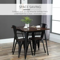 HOMCOM 3 Piece Industrial Style Dining Table Set, Small Kitchen Table and Chairs for 2,Steel Frame and Wooden Top, Black(m-4)