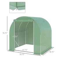 Outsunny 6.6' x 6.6' x 6.6' Tunnel Greenhouse Outdoor Walk-In Hot House with Roll-up Windows and Zippered Door, Steel Frame, PE Cover, Green(m-3)