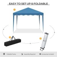 Outsunny 10' x 10' Pop Up Canopy Tent, Instant Shelter with Carry Bag, Adjustable Height, Garden Outdoor Party Tent, Blue(m-5)