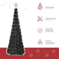 Outsunny 5ft Tall Pre-lit Slim Artificial Outdoor Christmas Tree Easy Assembly Pull Up Pop Out Yard Decoration with 234 Multi-Color LED Lights(m-4)