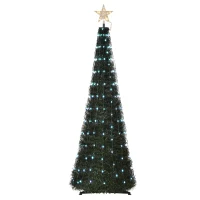 Outsunny 5ft Tall Pre-lit Slim Artificial Outdoor Christmas Tree Easy Assembly Pull Up Pop Out Yard Decoration with 234 Multi-Color LED Lights(m-9)