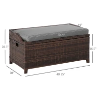 Outsunny 38 Gallon Outdoor Wicker Storage Bench Deck Box, PE Rattan Patio Furniture Pool Storage Bin Container with Interior Waterproof Cloth Bag and Comfortable Cushion, Cream White(m-3)