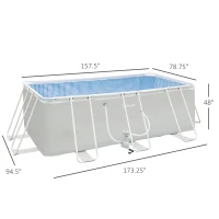 Outsunny 14' x 8' x 4' Above Ground Swimming Pool, Rectangular Steel Frame, Non-Inflatable, Filter Pump, Light Grey(m-3)