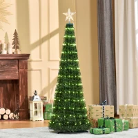 Outsunny 5ft Tall Pre-lit Slim Artificial Outdoor Christmas Tree Easy Assembly Pull Up Pop Out Yard Decoration with 234 Multi-Color LED Lights(m-8)