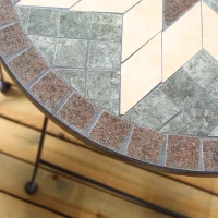 Outsunny 3 Piece Patio Bistro Set, Mosaic Pattern Metal Folding Chairs, Foldable Outdoor Dining Table for Decor, Garden, Poolside, Porch, Brown(m-7)