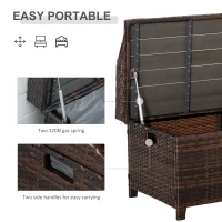 Outsunny 38 Gallon Outdoor Wicker Storage Bench Deck Box, PE Rattan Patio Furniture Pool Storage Bin Container with Interior Waterproof Cloth Bag and Comfortable Cushion, Red(m-5)