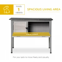 PawHut Wooden Rabbit Hutch Bunny Small Animal House with Openable Asphalt Roof, Slide-out Tray, Indoor/Outdoor, Grey(m-4)
