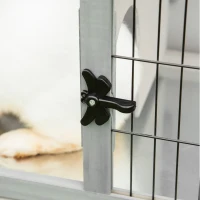 PawHut Wooden Rabbit Hutch Bunny Small Animal House with Openable Asphalt Roof, Slide-out Tray, Indoor/Outdoor, Grey(m-9)