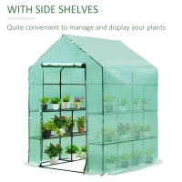 Outsunny 56" x 56" x 77" Walk-in Plant Greenhouse Portable Garden Flower Seed Warm House 8 Shelves Outdoor Plant Growth Hot House PE Cover Green(m-6)