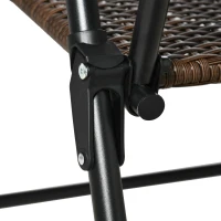 Outsunny Folding Patio Chair Set of 4, Rattan Folding Chairs with Armrest, Steel Frame for Outdoors, Camping, Brown(m-8)