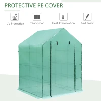 Outsunny 56" x 56" x 77" Walk-in Plant Greenhouse Portable Garden Flower Seed Warm House 8 Shelves Outdoor Plant Growth Hot House PE Cover Green(m-4)