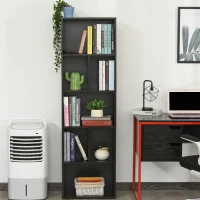 HOMCOM 5-Tier Contemporary Wood Bookcase with Open Storage Display Rack for Home, Office, and Study - Dark Coffee(m-6)