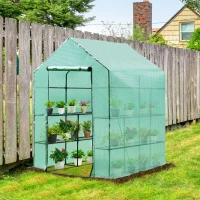 Outsunny 56" x 56" x 77" Walk-in Plant Greenhouse Portable Garden Flower Seed Warm House 8 Shelves Outdoor Plant Growth Hot House PE Cover Green(m-10)