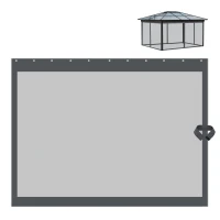 Outsunny Universal Replacement Mesh Sidewall Netting with 4 Panels, Zippers, C-Rings for 10x10ft Patio Gazebos, (Sidewall Only), Dark Grey(m-7)