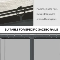 Outsunny Universal Replacement Mesh Sidewall Netting with 4 Panels, Zippers, C-Rings for 10x10ft Patio Gazebos, (Sidewall Only), Dark Grey(m-6)