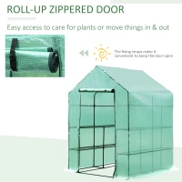 Outsunny 56" x 56" x 77" Walk-in Plant Greenhouse Portable Garden Flower Seed Warm House 8 Shelves Outdoor Plant Growth Hot House PE Cover Green(m-7)