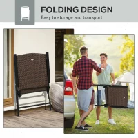 Outsunny Folding Patio Chair Set of 4, Rattan Folding Chairs with Armrest, Steel Frame for Outdoors, Camping, Brown(m-5)