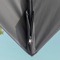 Outsunny 10FT Cantilever Patio Umbrella with Solar LED Lights & Power Bank, Double Top Outdoor Offset Umbrella with 360° Rotation, Tilt, Crank & Cross Base for Garden, Gray(m-9)