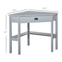 HOMCOM Corner Desk, Triangle Computer Desk with Drawer and Storage Shelves for Small Spaces, Home Office Workstation for Living Room, or Bedroom, Grey(m-3)