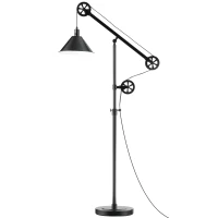 HOMCOM 70" Industrial Standing Reading Lamp with Steel Frame, for LED Halogen Bulb, Steampunk Tall Lamp with Rotary Switch for Bedroom Living Room Study, Black(m-10)