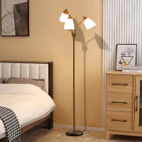 HOMCOM Arc Tree Floor Lamp with 3 Adjustable Rotating Lights, Industrial Standing Lamp with Steel Frame, Black(m-2)