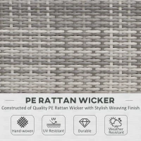 Outsunny 7-Piece Patio Furniture Set, Outdoor Wicker Conversation Set, All Weather PE Rattan Sectional Sofa Set with Cushions and Tempered Glass Top Coffee Table, Pillows, Light Gray(m-4)