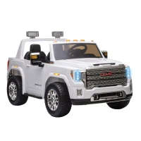 Aosom 12V Battery Kids GMC Sierra HD Ride On Toy with Remote Control, Bright Headlights & Working Suspension - White(m-1)