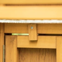 PawHut 2 Levels Wooden Rabbit Hutch, Bunny Hutch House Guinea Pig Cage with Run Space, Removable Tray, Ramp & Waterproof Roof for Outdoor, Yellow(m-10)