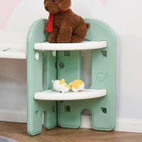 Qaba Kids Table and Chair Set, Activity Desk with Bookshelf & Storage for Study, Activities, Arts, or Crafts, Green and White(m-11)