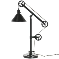 HOMCOM Industrial Table Lamp with Steel Frame, for LED Halogen Bulb, Bedside Lamp with Rotary Switch for Bedroom Living Room Study, Black(m-11)