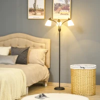 HOMCOM Arc Tree Floor Lamp with 3 Adjustable Rotating Lights, Industrial Standing Lamp with Steel Frame, Black(m-8)