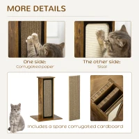 PawHut Scratching Pad Cat Tree Corrugated Paper Sisal Scratch Board Climbing Pet Furniture with 1 Spare Board, Brown(m-5)
