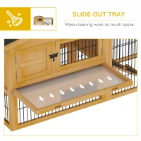 PawHut 2 Levels Wooden Rabbit Hutch, Bunny Hutch House Guinea Pig Cage with Run Space, Removable Tray, Ramp & Waterproof Roof for Outdoor, Yellow(m-6)