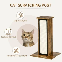 PawHut Scratching Pad Cat Tree Corrugated Paper Sisal Scratch Board Climbing Pet Furniture with 1 Spare Board, Brown(m-4)