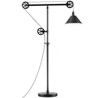 HOMCOM 70" Industrial Standing Reading Lamp with Steel Frame, for LED Halogen Bulb, Steampunk Tall Lamp with Rotary Switch for Bedroom Living Room Study, Black(m-1)