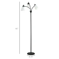 HOMCOM Arc Tree Floor Lamp with 3 Adjustable Rotating Lights, Industrial Standing Lamp with Steel Frame, Black(m-3)