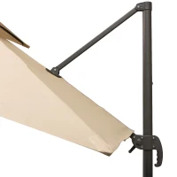 Outsunny 11Ft Patio Umbrella Outdoor Cantilever Offset Umbrella Aluminum Square Umbrella with Cross Base, 360° Rotation, 5 Adjustable Tilt Angles and Umbrella Cover for Garden Beach, Coffee(m-12)