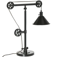 HOMCOM Industrial Table Lamp with Steel Frame, for LED Halogen Bulb, Bedside Lamp with Rotary Switch for Bedroom Living Room Study, Black(m-1)