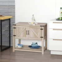 HOMCOM Elegant 2-Door Wooden Storage Hutch Cabinet with Bottom Shelf, Versatile Oak Finish, Ideal for Kitchen & Dining Room(m-1)