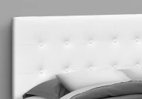 Monarch Queen Size Button Tufted Headboard with Leather-Look Upholstery - White(m-4)