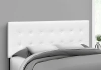 Monarch Queen Size Button Tufted Headboard with Leather-Look Upholstery - White(m-2)