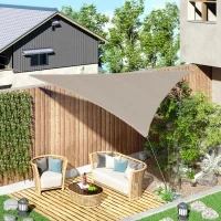 Outsunny Triangle 10’ Canopy Sun Sail Shade Garden Cover UV Protector Outdoor Patio Lawn Shelter with Carrying Bag Brown(m-1)