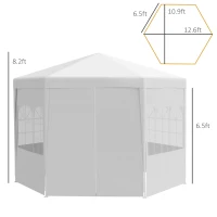 Outsunny 13 ft. Gazebo Canopy Party Tent with 6 Removable Side Walls with Windows and Doors for Outdoor Events, White(m-3)
