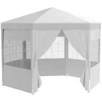 Outsunny 13 ft. Gazebo Canopy Party Tent with 6 Removable Side Walls with Windows and Doors for Outdoor Events, White(m-2)