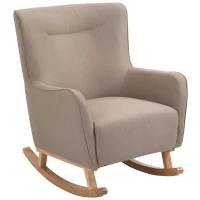 HOMCOM Modern Rocking Chair Sofa Armchair Modern Accent Chair with Thick Padding, Winged Back for Living Room, or Bedroom, Greige(m-11)