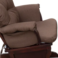 HOMCOM Nursery Glider Rocking Chair with Ottoman, Thick Padded Cushion Seating and Wood Base, Brown(m-12)