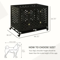 PawHut 45" Heavy Duty Steel Dog Crate Kennel Pet Cage with Wheels for Portability & 1 Doors for Convenient Access Anti-Pinching Floor, Black(m-3)