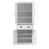 HOMCOM 72" Traditional Freestanding Kitchen Pantry Cabinet Cupboard with Doors and 3 Adjustable Shelves, White(m-12)